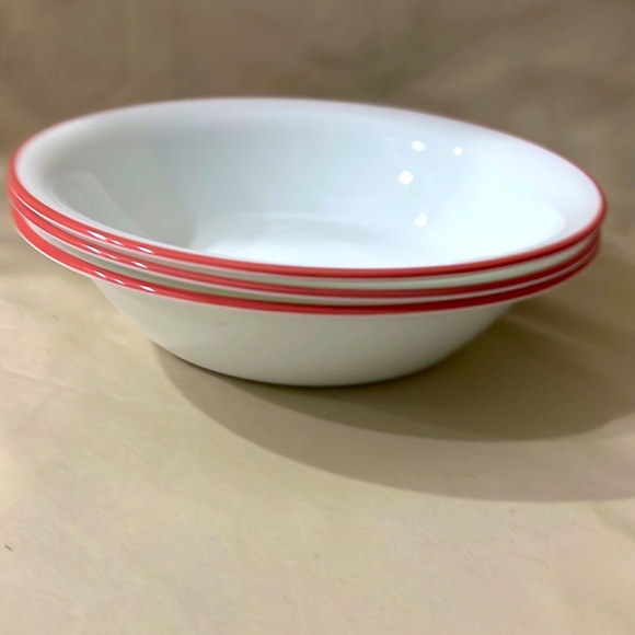 Set of 3 Corelle Red and White Splender Round Cereal Bowls.New and Perfect.A1708 - Picture 5 of 6